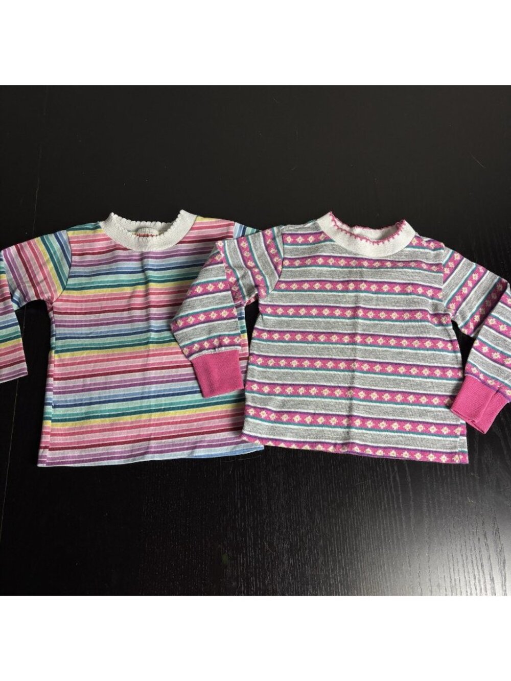 Vintage Lot of 2 Toddler Girl 3T Striped Long Sleeve T-Shirts Heathtex JCPenney